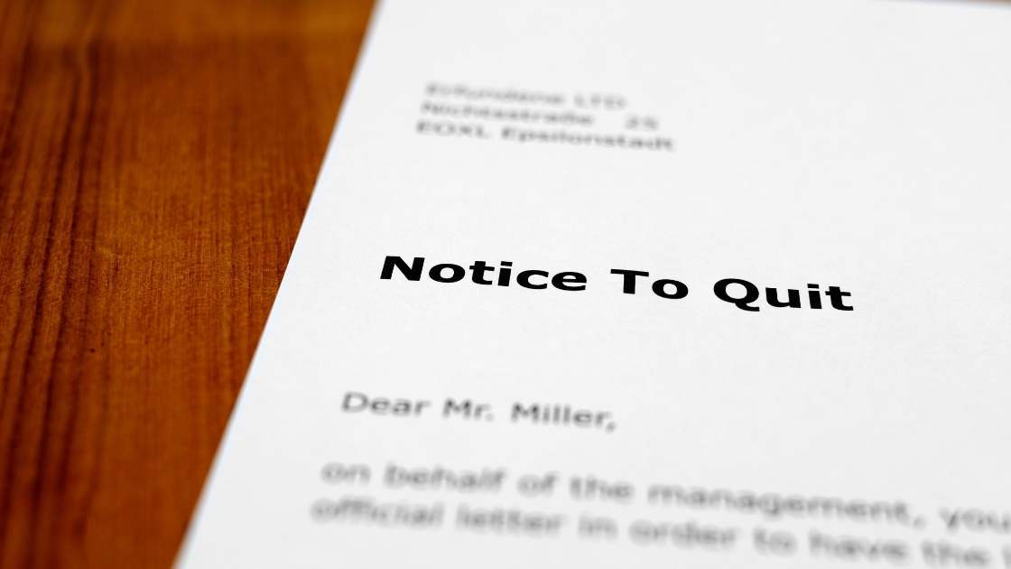 document with the words notice to quit in bold