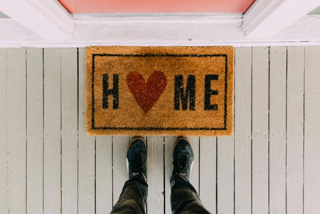 welcome home floor mat at front door